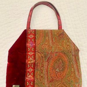 Vintage Etro Paisley Brocade & Deep-Red Velvet Purse